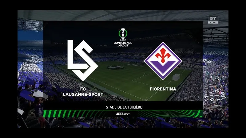 Cầu thủ Fiorentina vượt qua hậu vệ Lausanne với tốc độ và kỹ thuật cá nhân xuất sắc.
